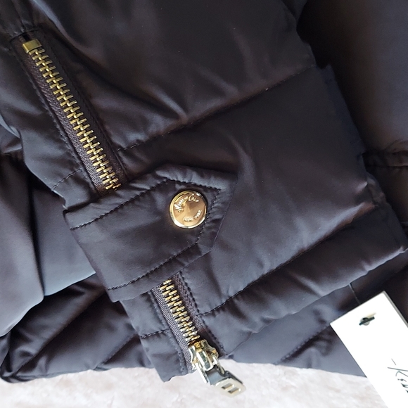 Kenneth Cole NY Mocha Faux Fur Detachable Hood Down Filled Full Zip Puffer Coat - Picture 6 of 13